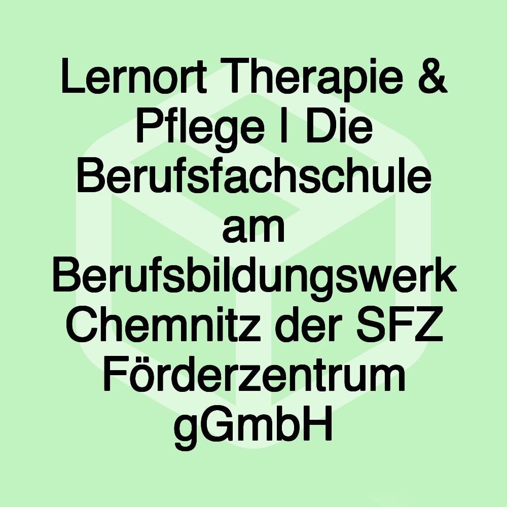 Lernort Therapie & Pflege | Die Berufsfachschule am Berufsbildungswerk Chemnitz der SFZ Förderzentrum gGmbH